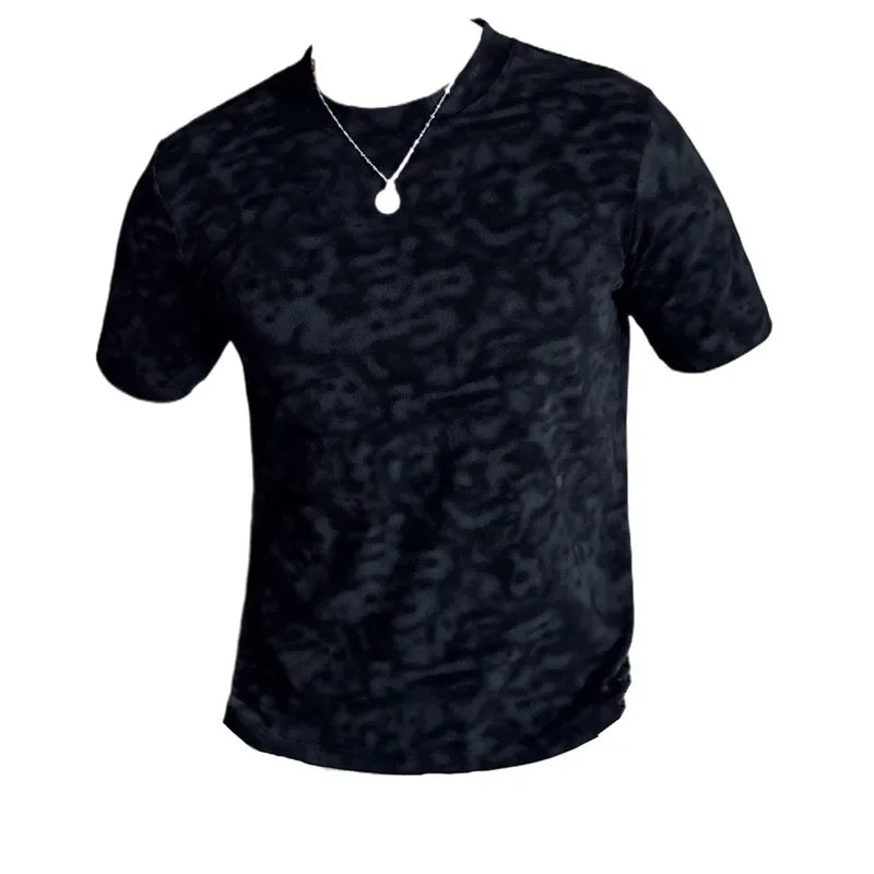 Tie dye gradiente design em torno do pescoço t-shirt, alta qualidade, vintage, elástico, slim fit, gola redonda, manga curta, festa t