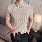 Camiseta camuflada masculina verão meia gola alta ajuste fino manga curta moda versátil camisetas casuais topos roupas masculinas