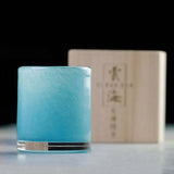 Copos de vidro de vidro de vidro de cristal do mar das nuvens copo de uísque colorido esmalte uísque tumbler licor vodka shot com caixa de presente de madeira