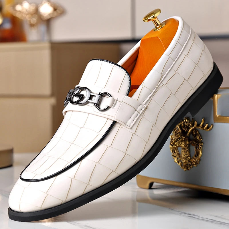 WAERTA-Sapatos De Couro De Luxo Masculino, Mocassins De Cavalo Branco, Deslizamento Formal, Sapatos De Vestir, Casamento, Escritório, Casual, Sapatos Preguiçosos