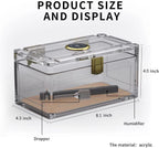 Humidor de charuto acrílico com papel de madeira de cedro, caixa do humidor, higrômetro, estojo do umidificador, acessórios para fumar, ajuste 15-20