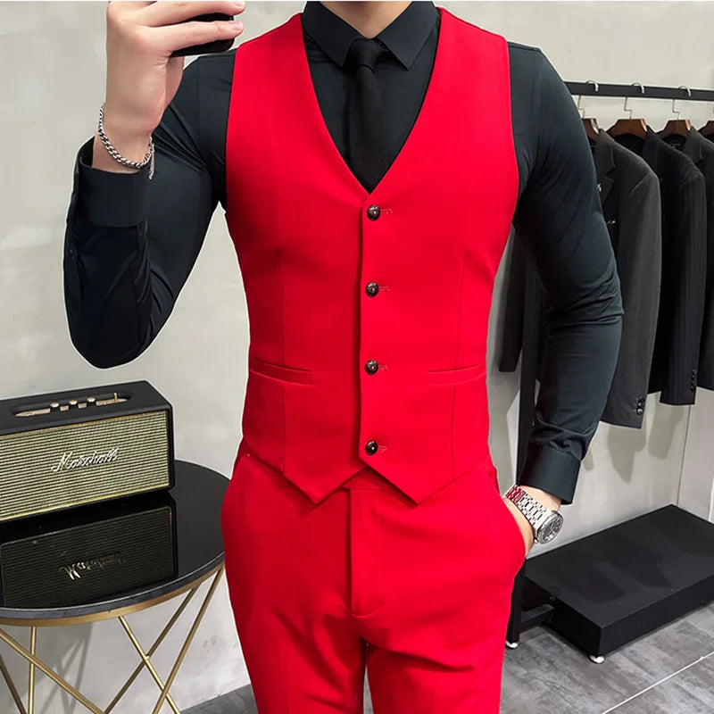2022 nova marca azul real casual terno dos homens ternos de casamento traje para homens fino ajuste do noivo ternos de casamento smoking blazer + calças colete