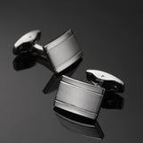 Abotoaduras escovadas retangulares para homens, material de cobre, camisas francesas, roupas elegantes, acessórios do casamento, atacado