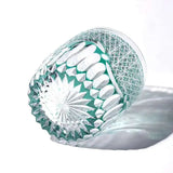 Japonês superior edo kiriko mão escultura cristal uísque vidro verde crisântemo onda do mar brandy licor snifter copo de vinho drinkware