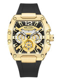 MEGIR-Relógio quartzo impermeável masculino, verde dourado, pulseira de silicone, cronógrafo, relógio de pulso com data, ponteiros luminosos, moda desportiva