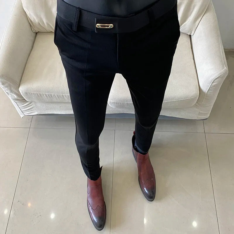 Calças de terno masculino de alta qualidade 2025 primavera novos homens formal negócios escritório social vestido calças fino ajuste casual calças de casamento
