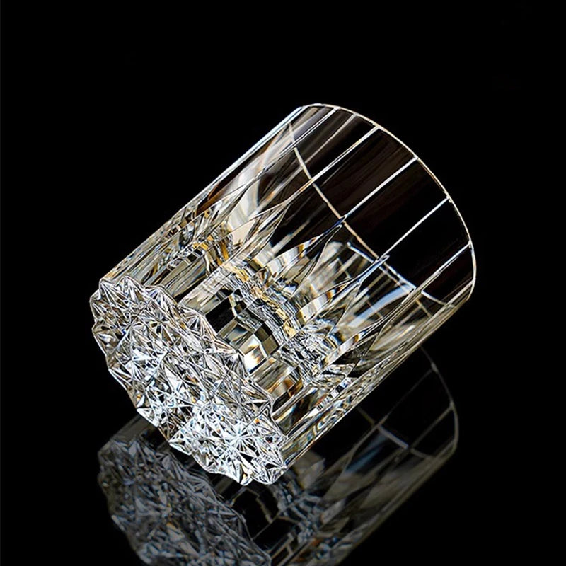 Corte de diamante asterismo mão escultura cristal antigo vidro grosso pesado clássico uísque pedras copo vinho cerveja tumbler lowball