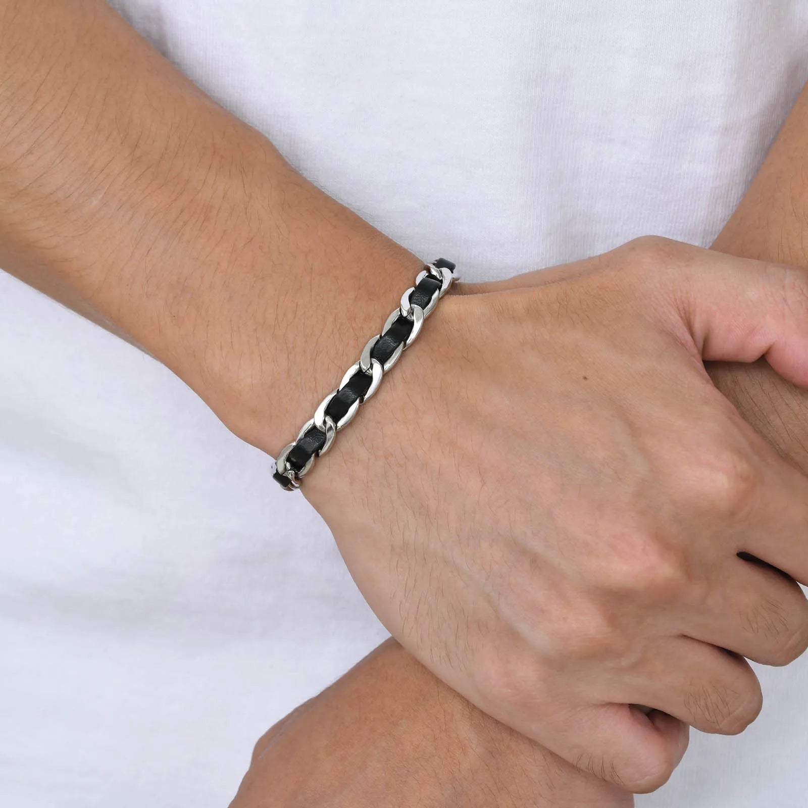 Vnox masculino pulseiras de corrente preta para mulheres, elegante 7.5mm aço inoxidável cubana link corrente pulseira presente jóias