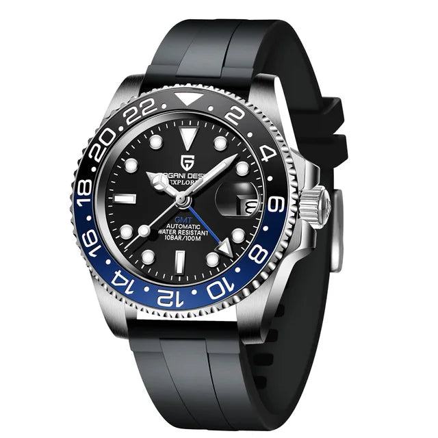 Pagani design 40mm nh34 relógio mecânico totalmente automático masculino luxo vidro safira 40mm cerâmica gmt relógio 100m à prova dwaterproof água