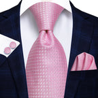 Conjunto clássico de gravata de seda masculino, gravata, floral, rosa, roxo, azul, elegante, lenço, abotoaduras, moda luxuosa, 3 peças