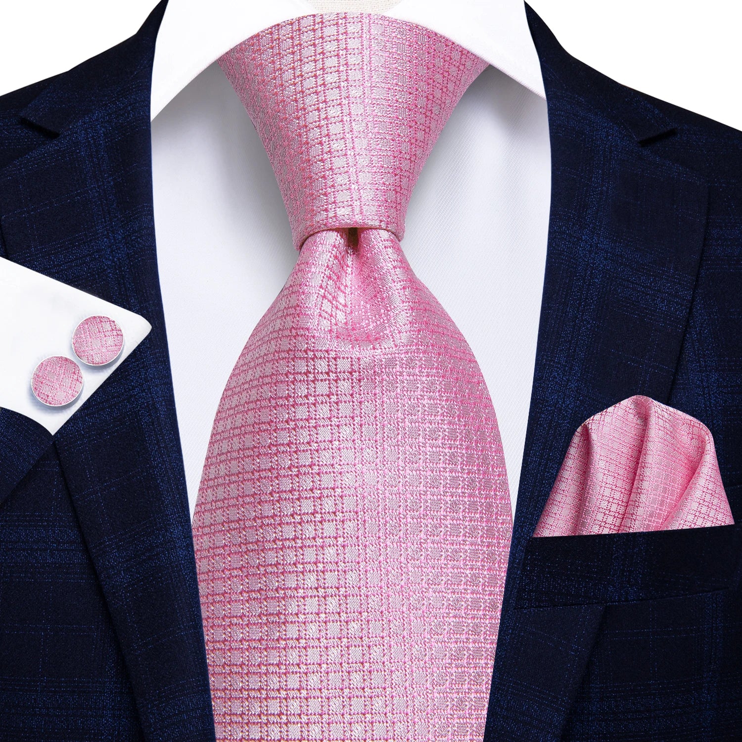 Conjunto clássico de gravata de seda masculino, gravata, floral, rosa, roxo, azul, elegante, lenço, abotoaduras, moda luxuosa, 3 peças