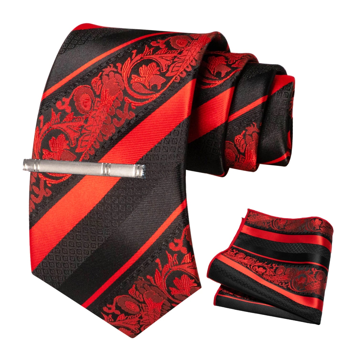 Clássico masculino floral gravata 8cm conjunto de gravata de seda bolso quadrado gravata clipe ternos de negócios acessórios noivo casamento cravat