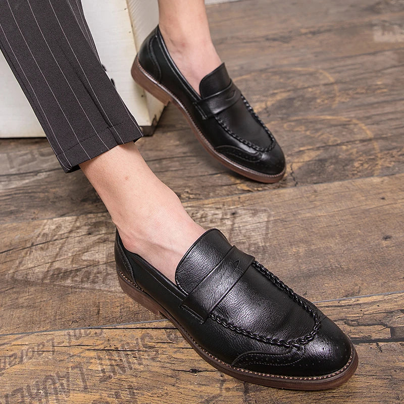 Sapatos casuais de couro genuíno masculino, sapatos de trabalho ao ar livre, vestido de escritório, sapatos de casamento, entrega gratuita, novo, primavera, outono