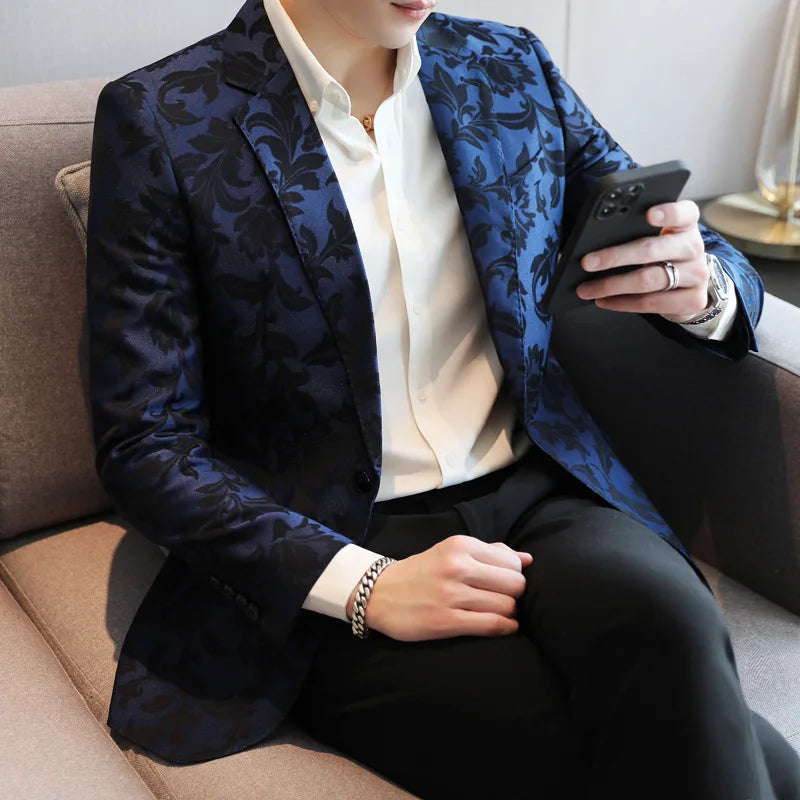 2025 primavera luxo high-end jacquard terno masculino casacos estilo britânico masculino fino ajuste casual noivo vestido de casamento festa terno blazers