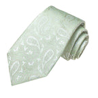 Hi-tie caixa de presente de luxo luz verde paisley jacquard padrão macio lenço masculino abotoaduras conjunto casamento alta qualidade