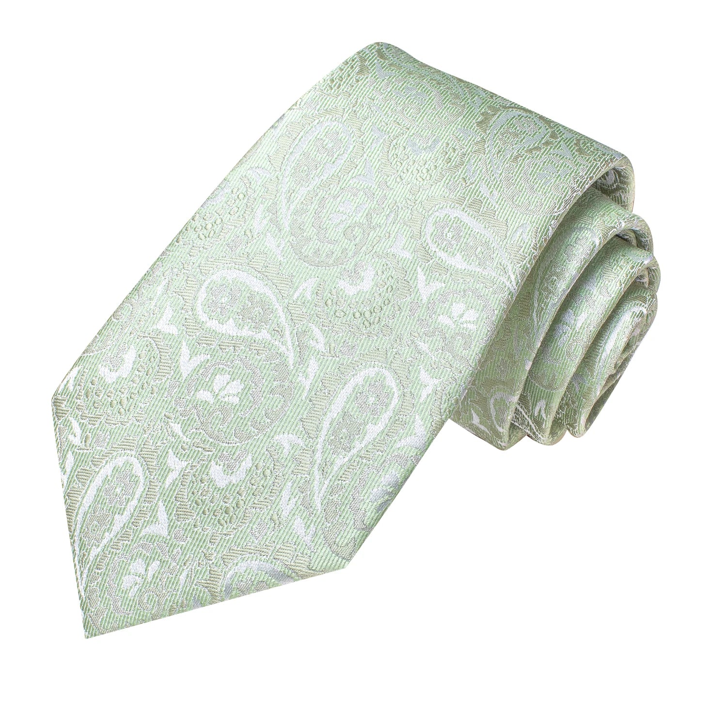 Hi-tie caixa de presente de luxo luz verde paisley jacquard padrão macio lenço masculino abotoaduras conjunto casamento alta qualidade