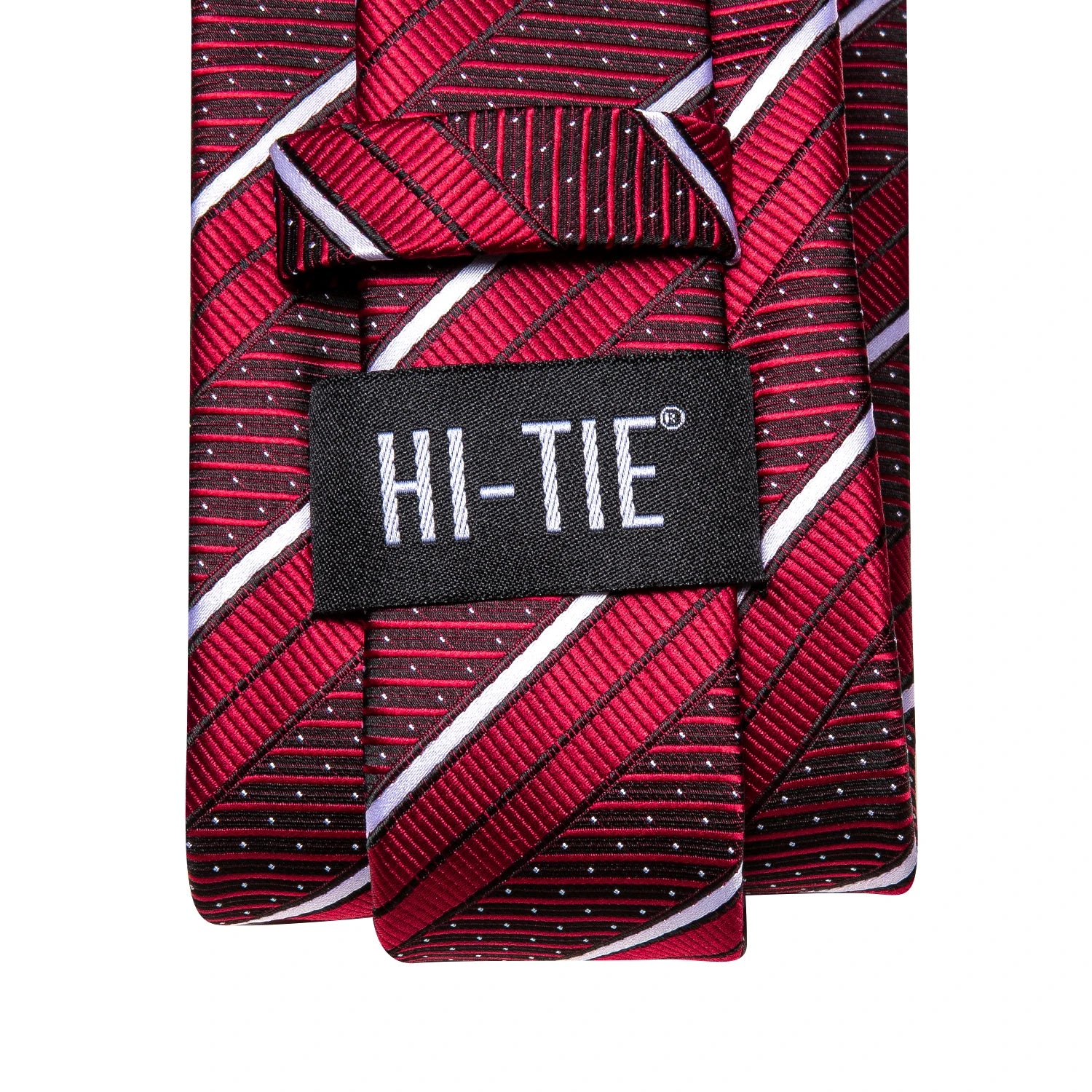 Hi-tie listrado borgonha azul preto masculino elegante gravata lenço abotoaduras 3 pçs conjunto moda clássico seda gravata de luxo para homem