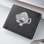 Carteira masculina com estilo europeu e vários compartimentos para cartões com zíper, uma carteira retrô dobrável dupla