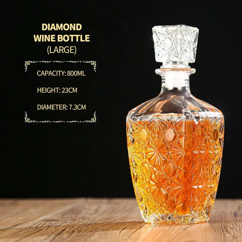 Dispensador de decantador quadrado de alta qualidade, 800-1000ml, garrafa de vidro de cristal, vinho com tampa de parafuso, aerador, espelho, jarro, presente, decoração de bar