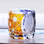Japão kagami planeta edo kiriko copo de vinho luz das estrelas copos de uísque bloco cor mão escultura arte artesanato copo de uísque caixa de presente
