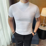 Verão masculino em pó revestido t camisas moda o-pescoço manga curta casual respirável camiseta roupas masculinas 4xl-m