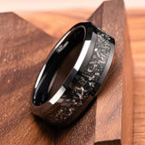 Anel de carboneto de tungstênio para homem anillos bague homme pareja de compromiso moda jóias alianças de casamento anéis de noivado de meteorito
