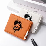 Carteira masculina elegante de alta qualidade com padrão de dragão preto compacto leve durável bolsa masculina
