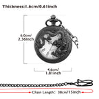 Antique Black Dragão Chinês Vintage relógio de bolso, moda antiga relógio Steampunk, Roman Digital Dial Colar, Fobs e Correntes
