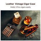 Estojo De Couro De Couro Portátil Para Charuto, Humidor De Luxo, Acessórios De Fumar, Fivela De Latão, Compartimentos De Armazenamento, 3 ou 6 Slots