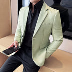 Seda brilhante mil pássaro grade terno jaqueta estilo coreano moda de negócios fino ajuste único breasted masculino festa social vestido casacos