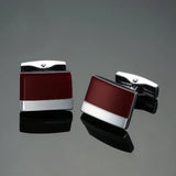 Camisa francesa Abotoaduras Material De Cobre, Abotoaduras Rectangulares Vinho Vermelho Esmalte, Acessórios de Moda, Atacado