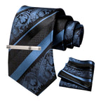 Clássico masculino floral gravata 8cm conjunto de gravata de seda bolso quadrado gravata clipe ternos de negócios acessórios noivo casamento cravat