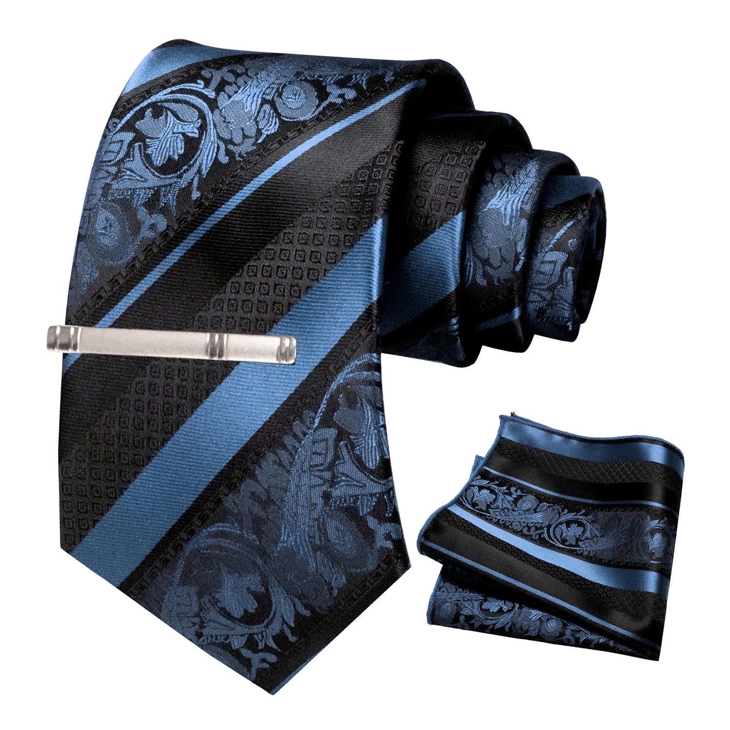 Clássico masculino floral gravata 8cm conjunto de gravata de seda bolso quadrado gravata clipe ternos de negócios acessórios noivo casamento cravat