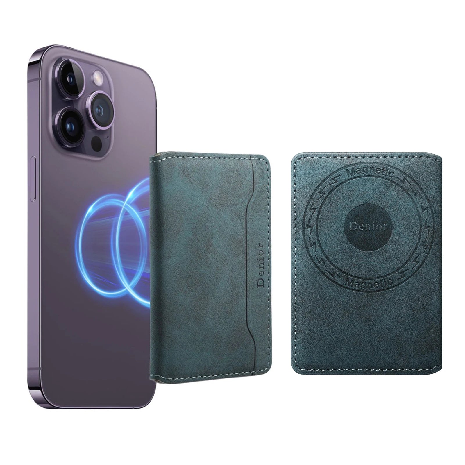 Carteira elástica magnética para cartão de crédito de couro artificial Denior (3 slots para cartão) com acessórios magnéticos fortes |   Carteira com clipe para cartão de identificação