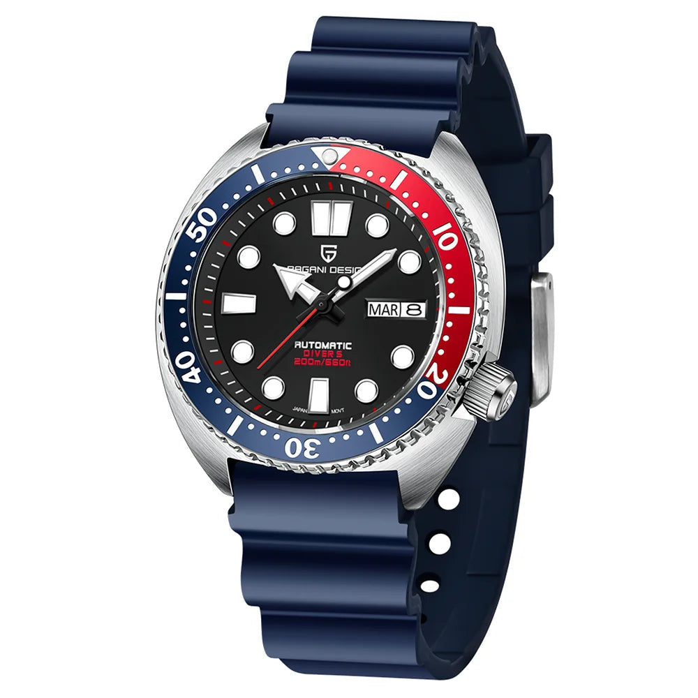 Pagani design relógio de mergulho automático masculino 200m à prova dwaterproof água marca superior safira aço inoxidável relógio mecânico-1712 relógio de quartzo