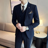 (Blazer + colete + calças) 2025 design mais recente colete duplo breasted terno masculino de alta qualidade negócios simples casual casamento smoking