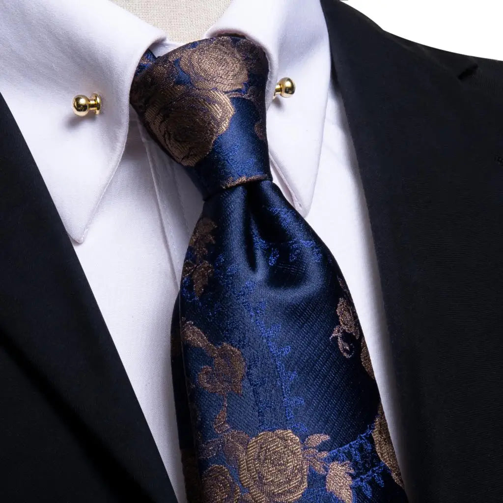 Oi-Tie-gravata azul teal masculina, gravata de alta qualidade, pino de gola dourada, conjunto de abotoaduras sólidas, luxo, novo