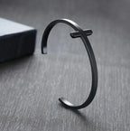 Pulseira de punho simples brilhante de dupla camada de aço inoxidável adequada para homens e mulheres pulseira de punho de duas cores joias de casal