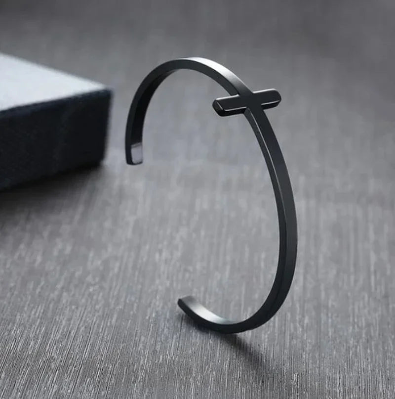 Pulseira de punho simples brilhante de dupla camada de aço inoxidável adequada para homens e mulheres pulseira de punho de duas cores joias de casal