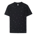 Verão masculino manga curta t camisas moda coreana estrela polvilhada fino ajuste gola redonda casual camiseta versátil roupas masculinas 4xl