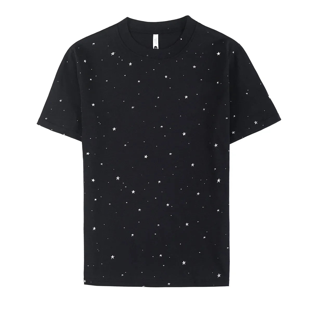 Verão masculino manga curta t camisas moda coreana estrela polvilhada fino ajuste gola redonda casual camiseta versátil roupas masculinas 4xl