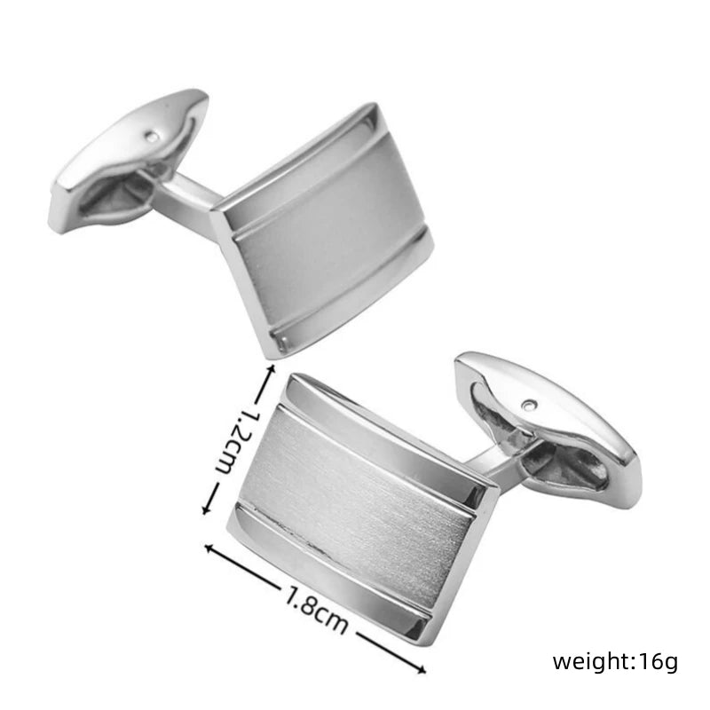 Abotoaduras escovadas retangulares para homens, material de cobre, camisas francesas, roupas elegantes, acessórios do casamento, atacado