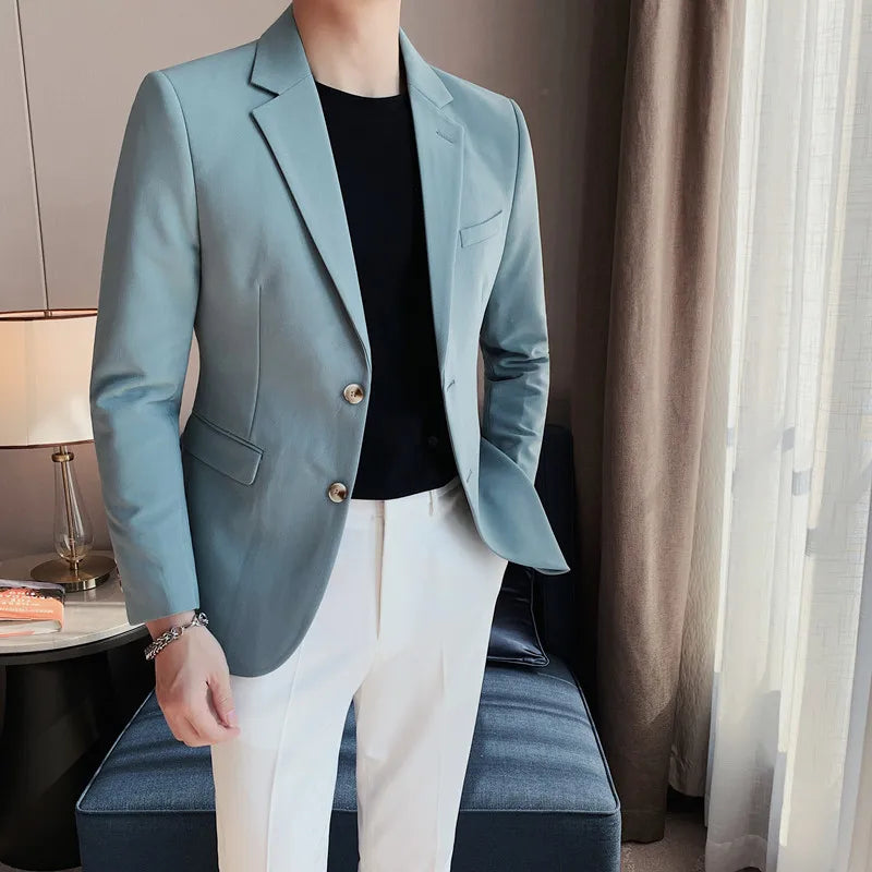 2023 de alta qualidade sólido único botão casual blazer masculino coreano simples negócios elegante moda festa fino ajuste terno jaqueta 4xl