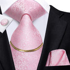 Hi-Tie-Gravatas de seda xadrez de luxo masculinas, conjunto de abotoaduras, design preto, presente de casamento, corrente de gravata moda