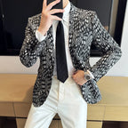 Jaqueta de malha camuflada masculina, blazer casual de negócios, blazer fino, casacos de casamento, luxo coreano, alta qualidade, novo, 2022