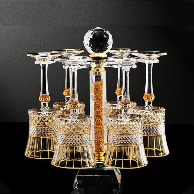 Decantador rotativo de cristal high-end, copo de vinho luxuoso, ouro desenho, Gyro Decanter, 1100ml