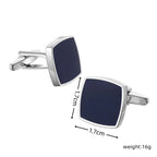 Abotoaduras de esmalte azul quadrado para homens, camisa francesa, material de cobre, acessórios para casamento, moda, atacado
