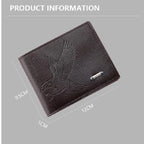 Carteiras de couro masculinas clássicas finas e minimalistas padrão falcão bifold titular do cartão de identificação de crédito carteira bolsa curta fina clipe de dinheiro