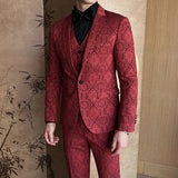 Nova moda jacquard elegante terno masculino 3 peça formal negócios fino ajuste conjuntos casuais masculino noivo festa de casamento smoking ternos de baile