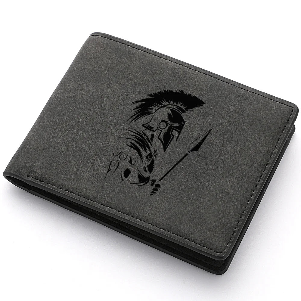 Carteira curta masculina de couro PU vintage fino porta cartão de crédito carteira compacta preta